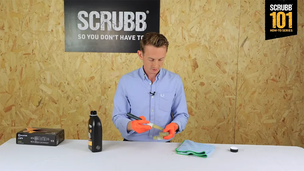 Video screenshot of host demonstrating S61 Calcium, Limescale & Rust Remover