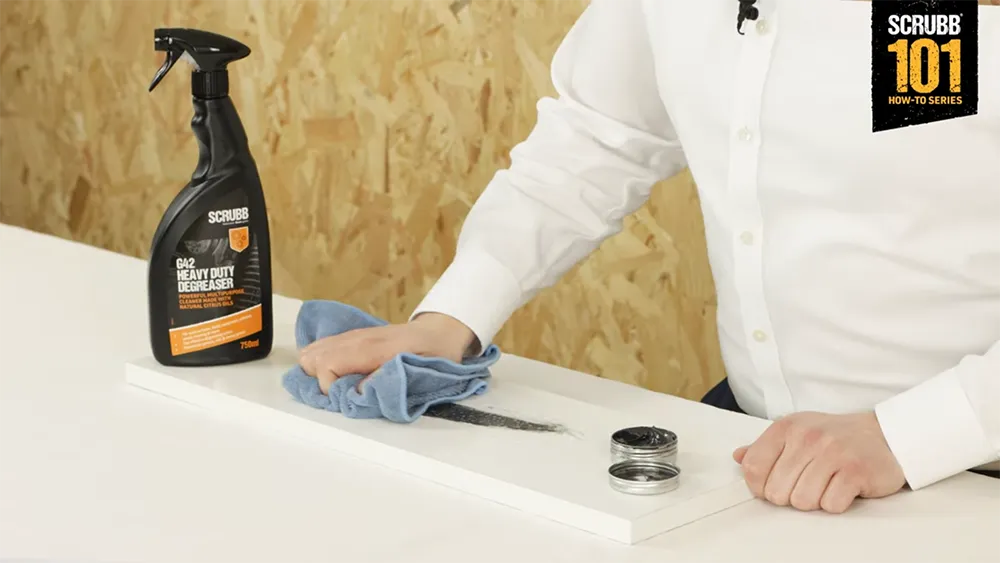 Video screenshot of host demonstrating G42 HEAVY DUTY DEGREASER