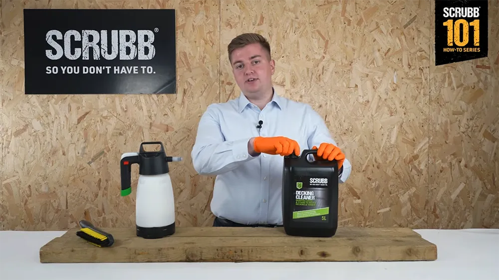 Video screenshot of host demonstrating S45 DECKING CLEANER